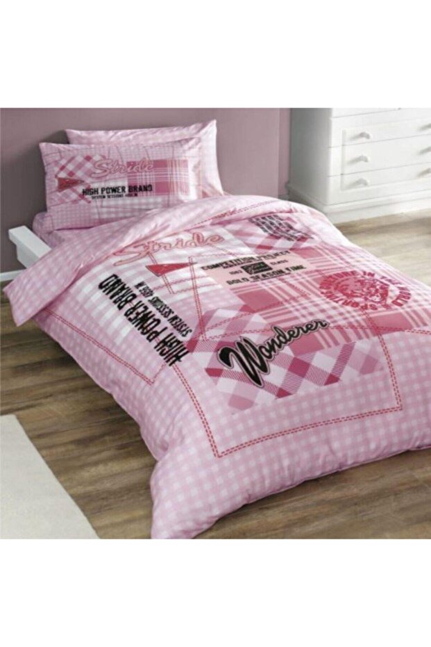 Single Ranforce Duvet Cover Set Time Pink
