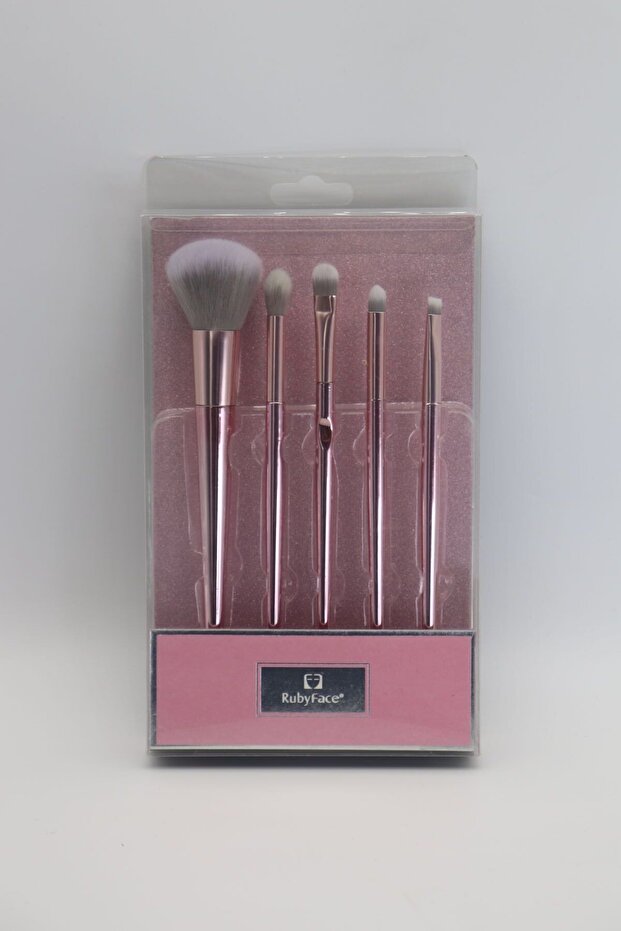 5'li Metalik Makyaj Fırça Seti - 1