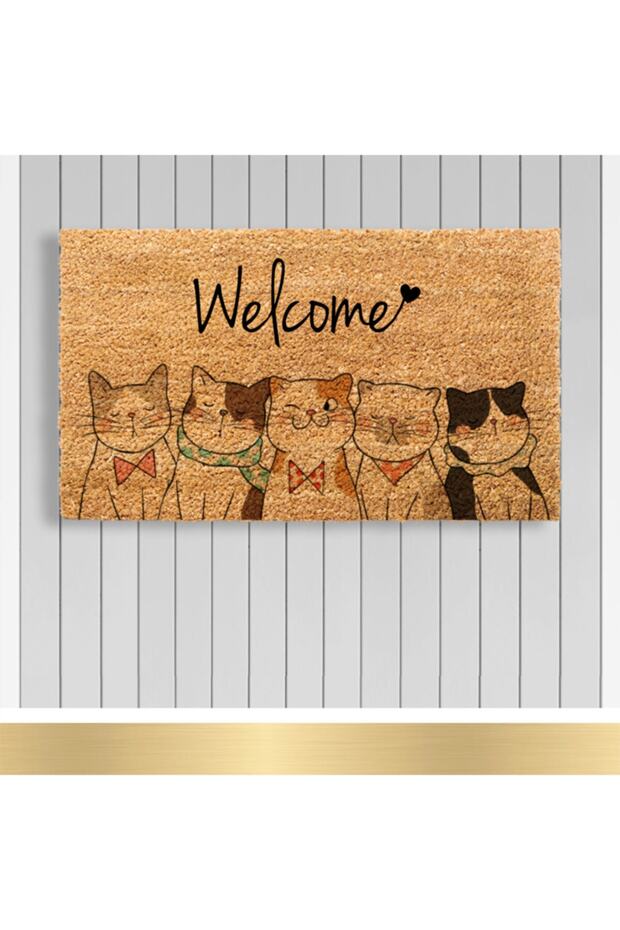 , Design Koko Kapı Önü Paspas / Pvc Taban / Model; Welcome Cats - 1