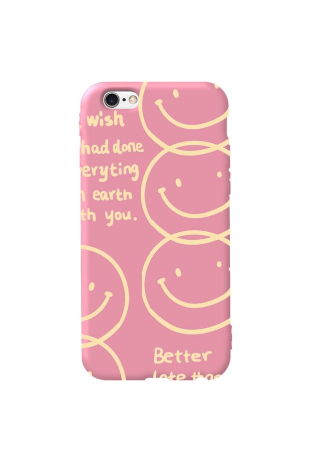 iPhone 6 Plus Pink Color Better Late Than Velvet Patterned Silicone Phone Case