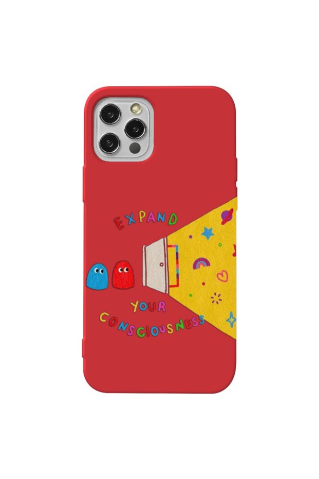 iPhone 12 Pro Max Red Color Expand Velvet Patterned Silicone Phone Case
