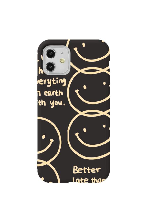 iPhone 11 Black Color Better Late Than Velvet Patterned Silicone Phone Case