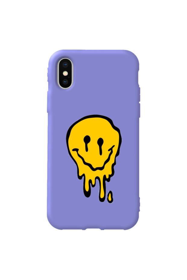 iPhone XS Max Lilac Color Melting Emoji Velvet Patterned Silicone Phone Case
