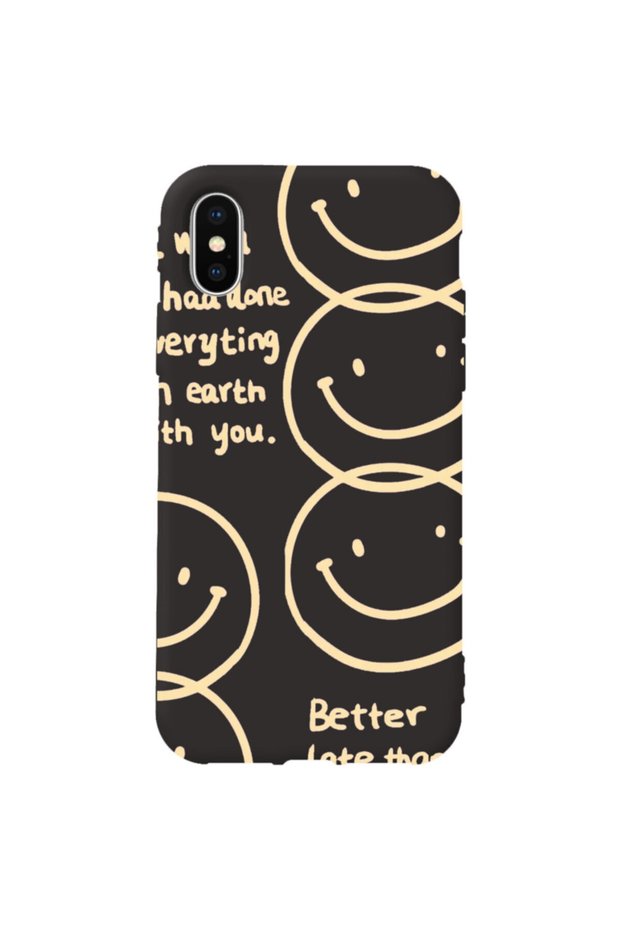 iPhone XS Max Black Color Better Late Than Velvet Patterned Silicone Phone Case