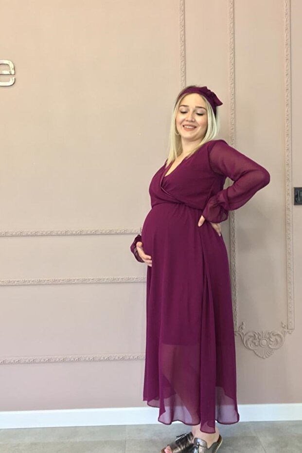 Rochie din șifon cu guler dublu - 2