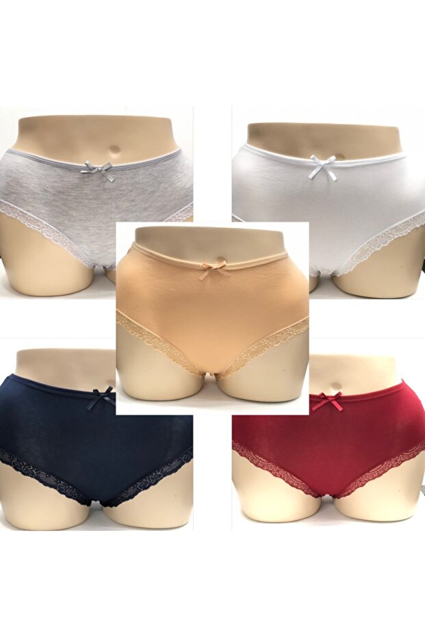Women's Solid Color Bambo High Waist 5 Piece Panties