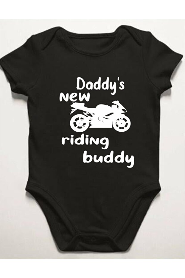 Biker Baby Printed Black Baby Bodysuit