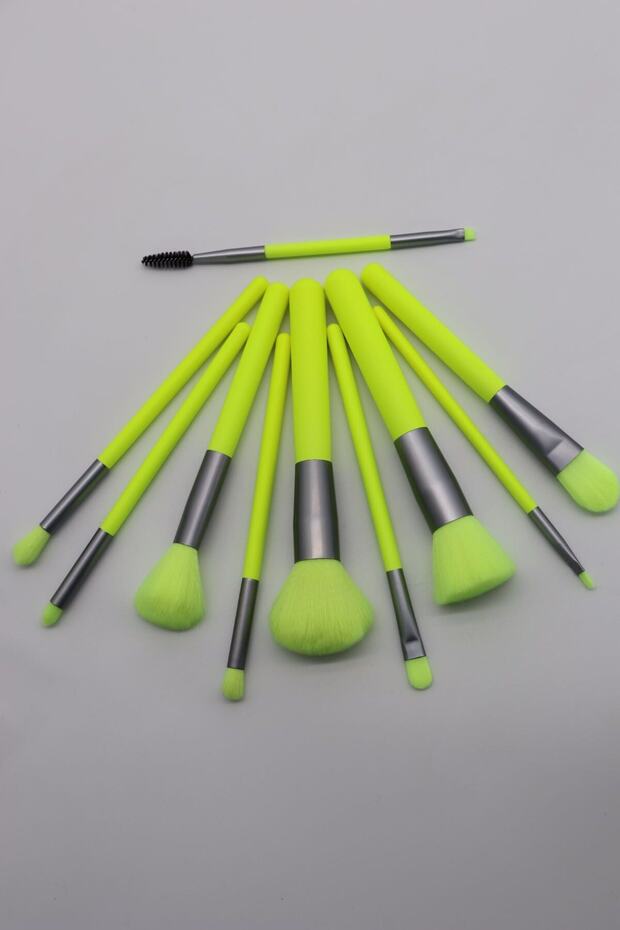 Neon Makeup Brush Set 10 Pieces - 2