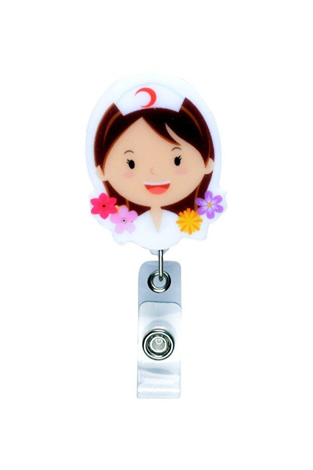 Laughing Faced Nurse Themed Yoyo Collar Card Holder