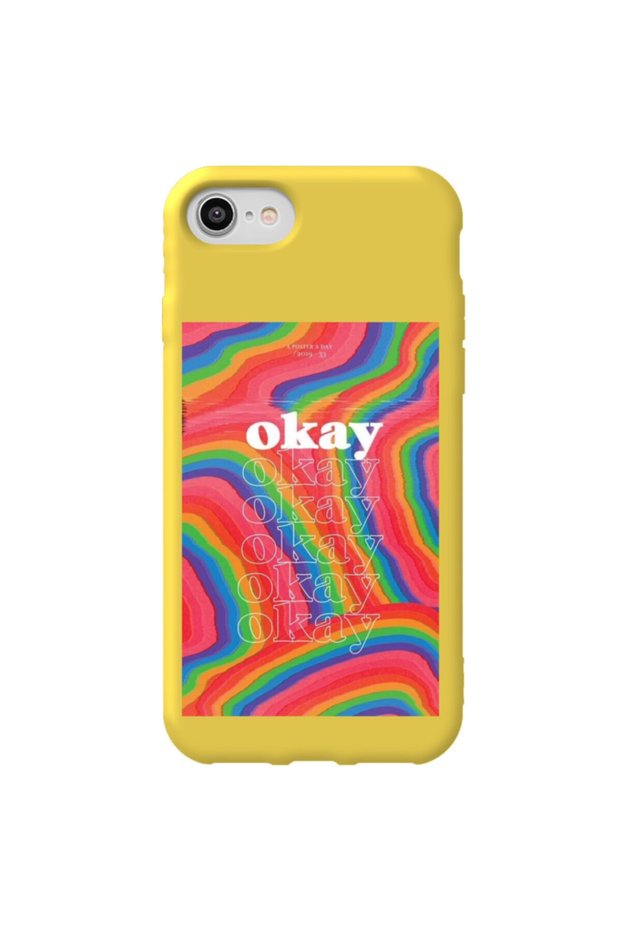 iPhone 7 Yellow Color Arrow Inside Velvet Patterned Silicone Phone Case