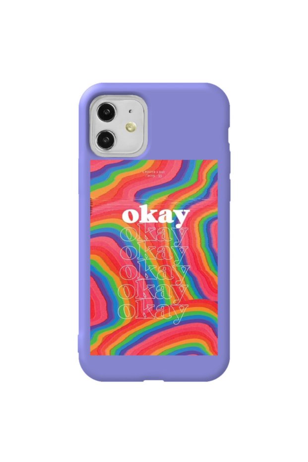 iPhone 11 Lilac Color Arrow Velvet Patterned Silicone Phone Case