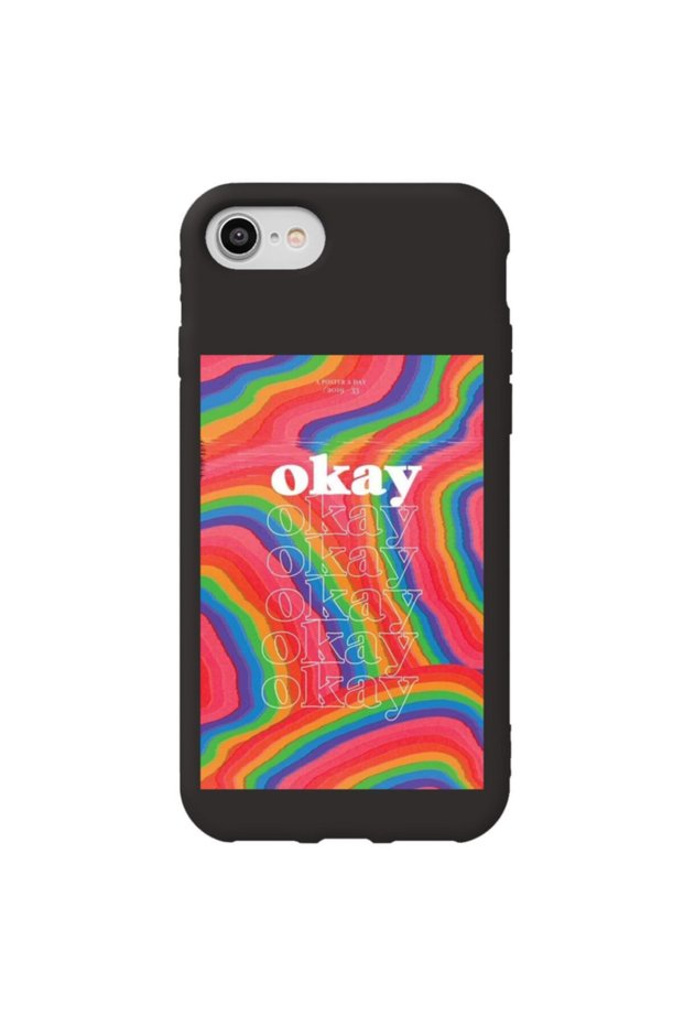 iPhone 8 Black Color Arrow Inside Velvet Patterned Silicone Phone Case