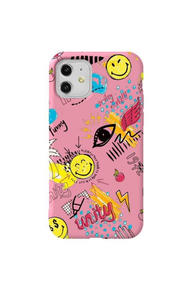 iPhone 11 Pink Color Hope Velvet Patterned Silicone Phone Case