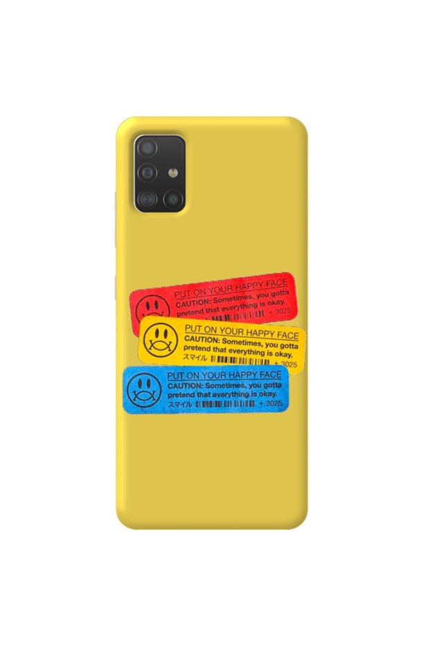 Samsung A51 Yellow Color Put on Velvet Patterned Silicone Phone Case