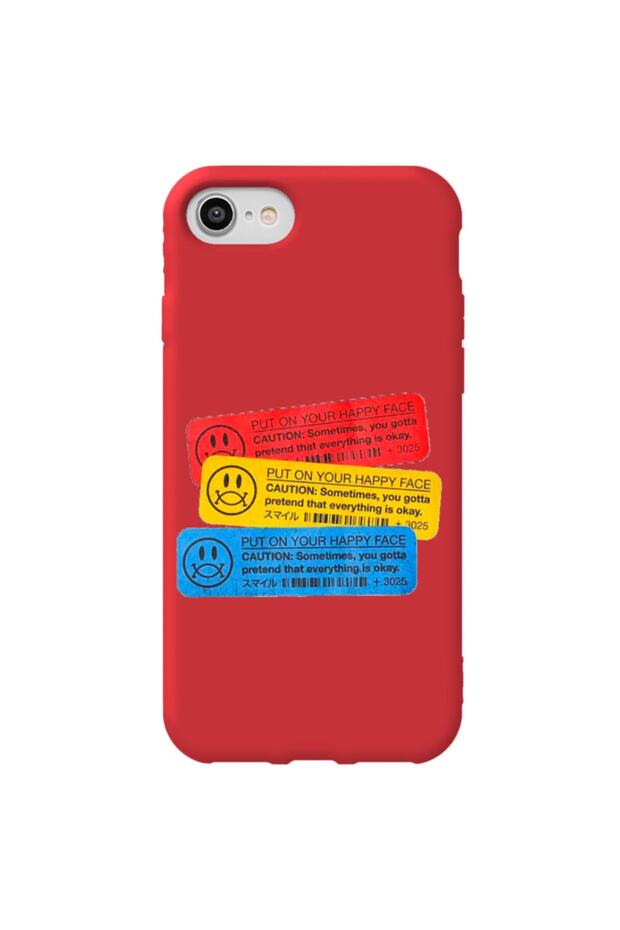 iPhone Se 2020 Red Color Put on Velvet Patterned Silicone Phone Case