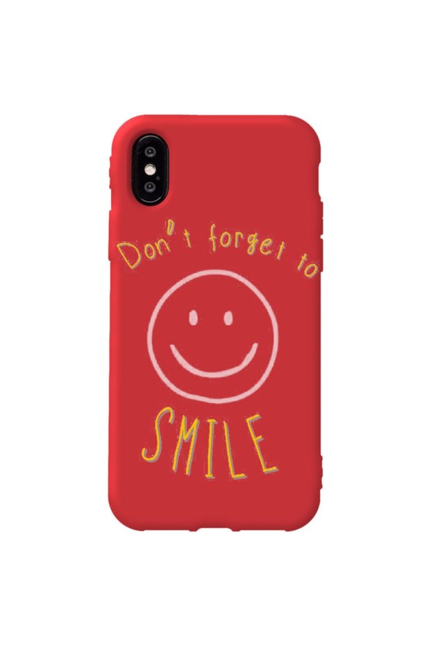 iPhone X Red Color Smile Velvet Patterned Silicone Phone Case