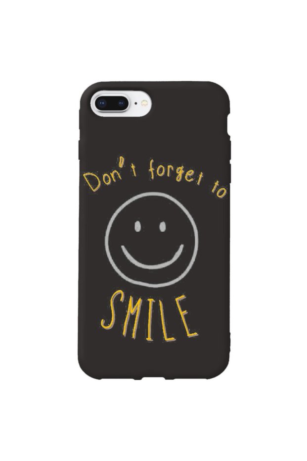 iPhone 8 Plus Black Color Smile Velvet Patterned Silicone Phone Case