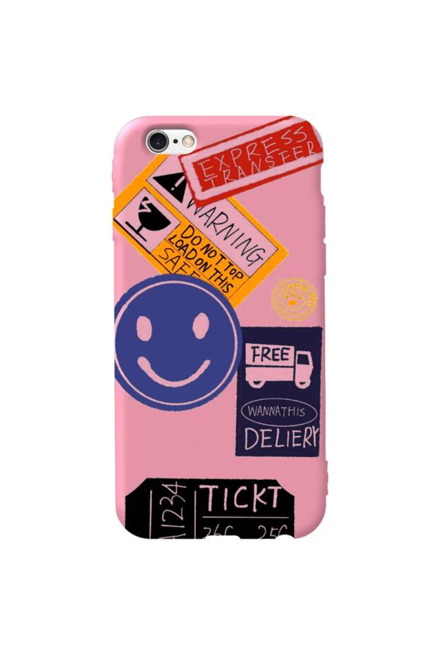 iPhone 6 6S Pink Color Warning Velvet Patterned Silicone Phone Case