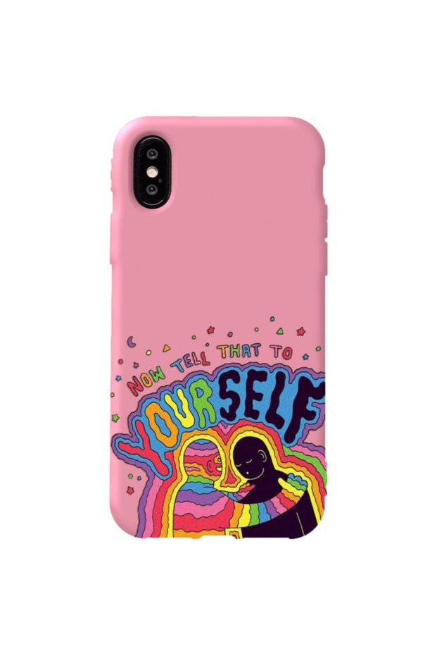 Iphone X Pink Color Yourself Silicone Phone Case with Velvet Pattern Inside