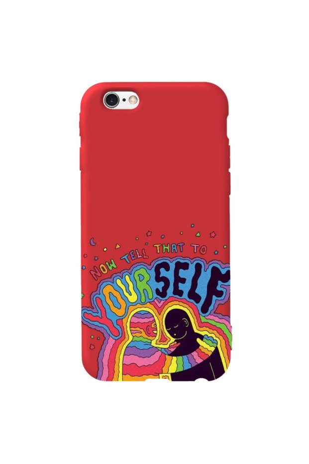 iPhone 6 Plus Red Color Yourself Velvet Patterned Silicone Phone Case