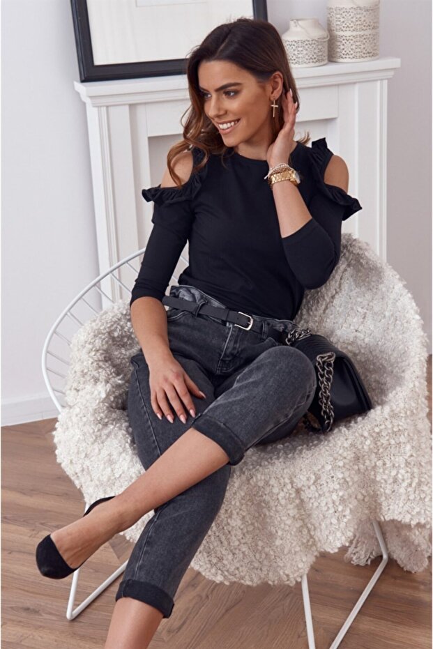 بلوزة قطنية مكشوفة الكتف - 5