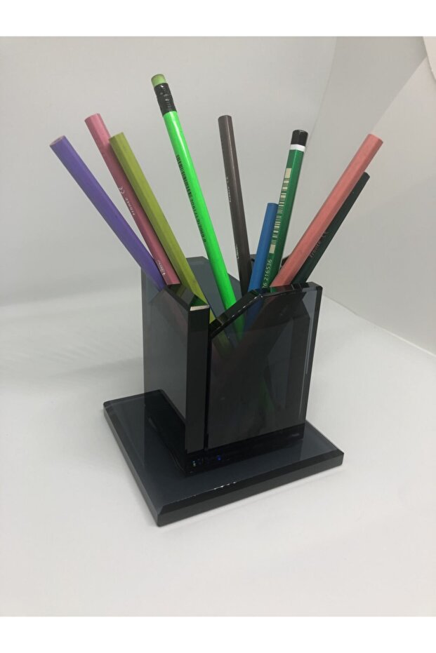 Smoked Glass Desktop Pen Holder