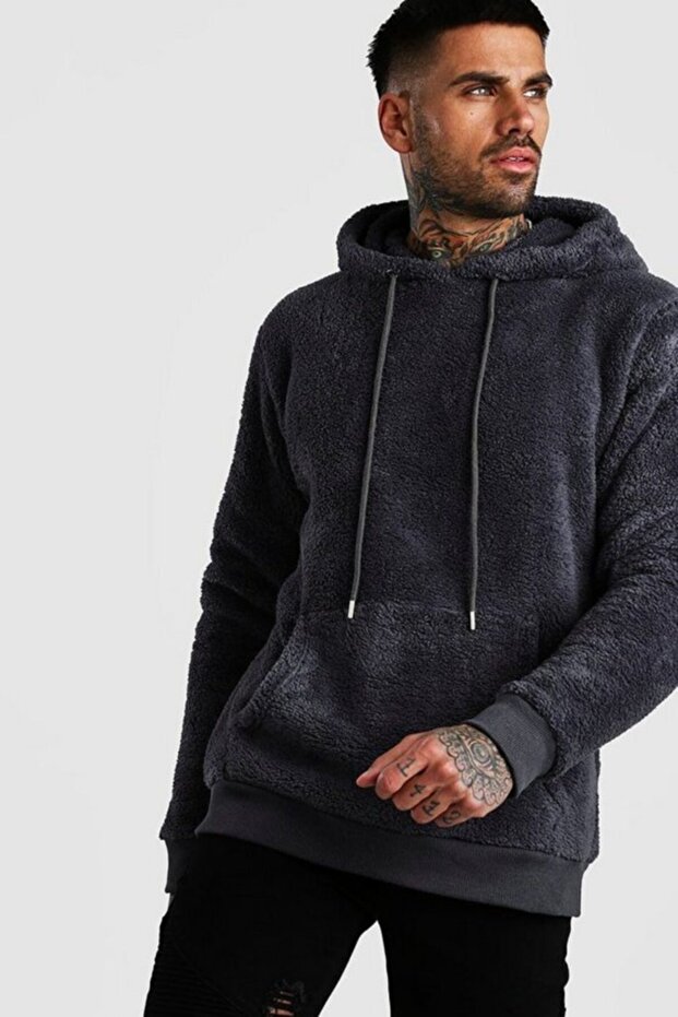 Unisex Hooded Long Sleeve Kangaroo Pocket Plush Sweatshirt