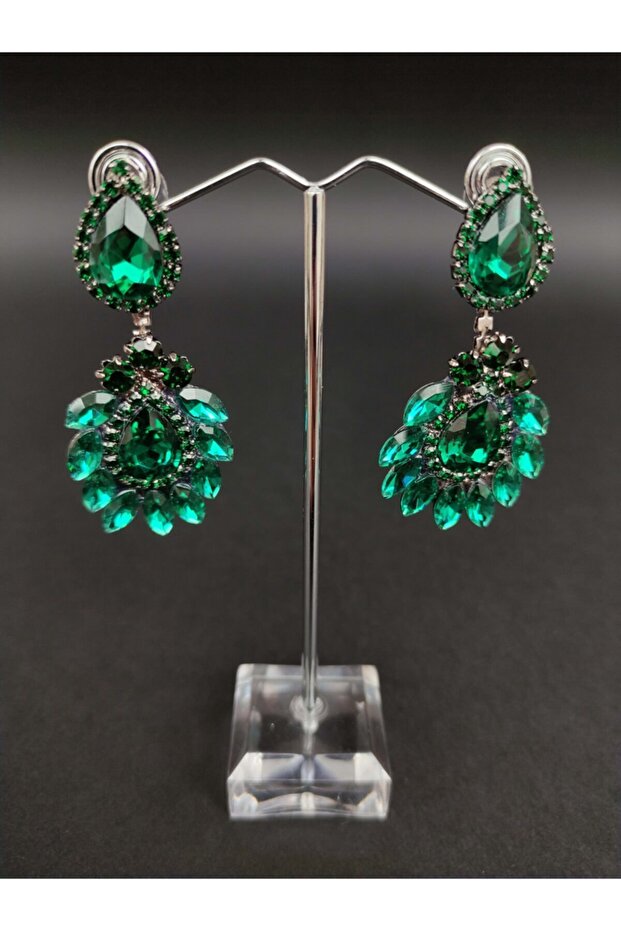 Green Crystal Stone Henna Wedding Bridal Earring – Bijoux Earring