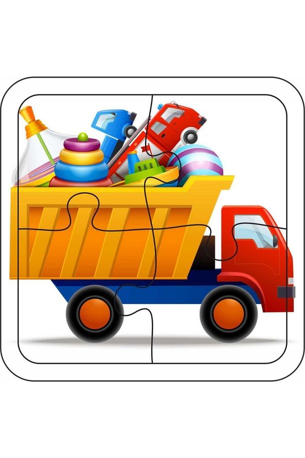 4 Parça 8'li Set Ahşap Çocuk Puzzle Kamyon- Gemi- Otobüs- Helikopter- Araba- Bisiklet- Uçak- Tren - 2