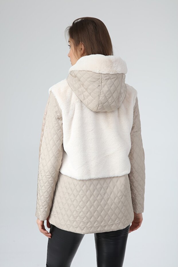 Peluş Kapitone Mont - 5