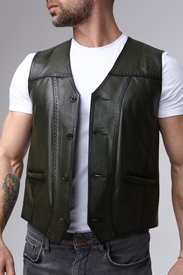 Hakiki Deri Yelek - 3