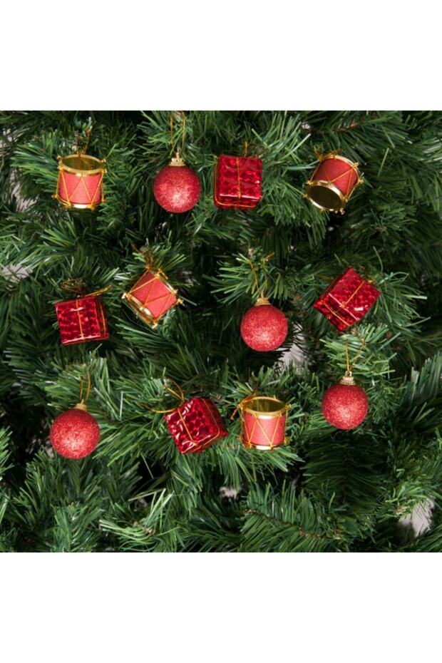 Set of 12 Red Christmas Tree Decorations