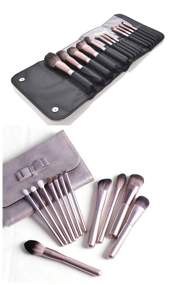 Rose Gold Special Bristle Brush Set 12 Pieces and Wonderful Bag