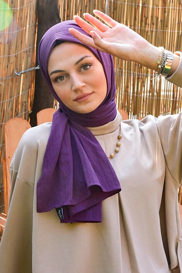 Krinkıl Kırışık Şal Mor - 2