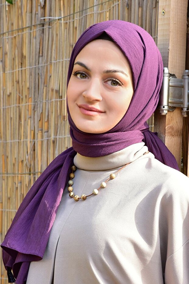 Krinkıl Kırışık Şal Mor - 3