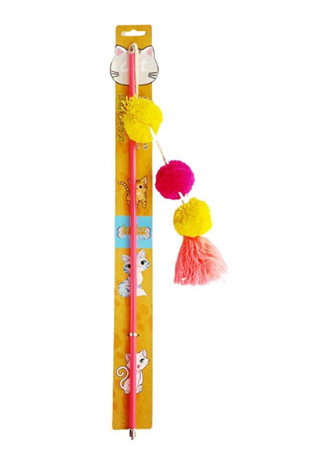 Cat Fishing Rod with Pom-Poms, 50 cm