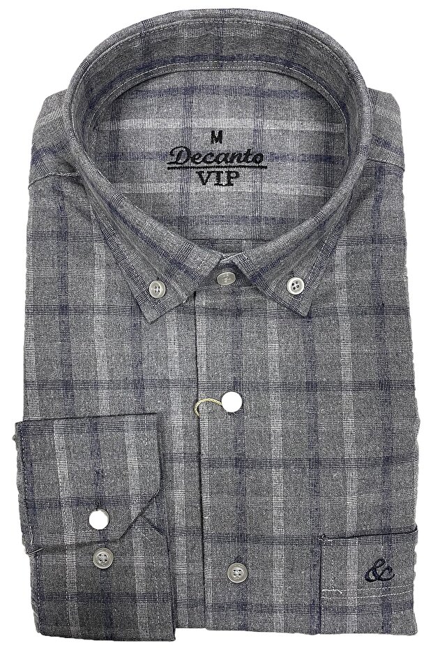 Regular Ekoseli Yünlü Gömlek - 1