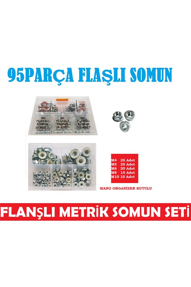 Flanşlı Pullu Somun Seti 95 Parça M4-m5-m6-m8-m10 - 1