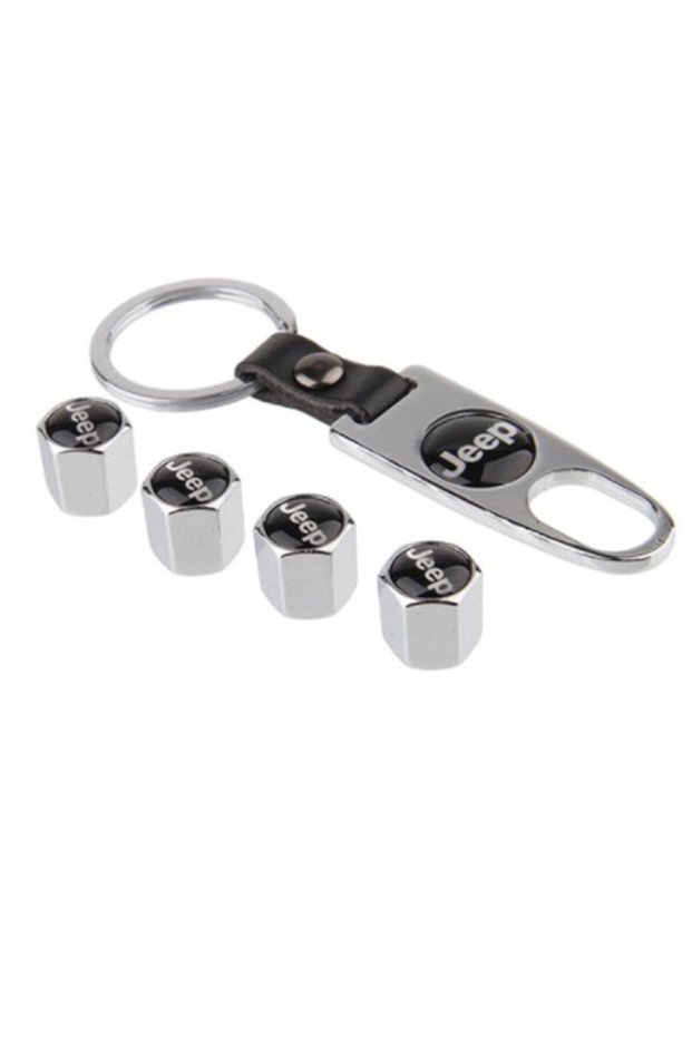 Jeep Renegade Metal Valve Cover and Keychain Set Chrome Color