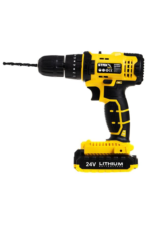 Şarjlı Matkap Vidalama Metal Dişli Çift Şanzıman Çift Akülü 24 V 5 Ah 24 Parça Set - 2