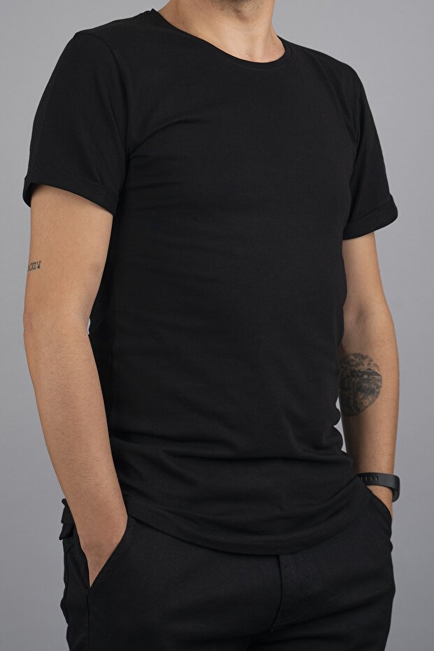 Erkek Basic T-shirt Siyah - 1