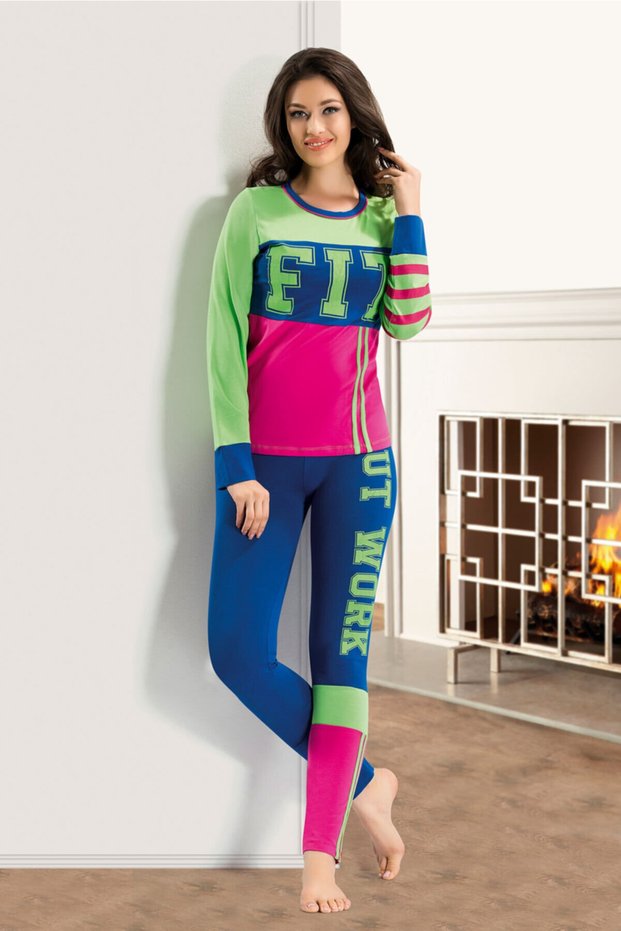 Printed Long Sleeve Sports Women's Tights Set Dk 866
