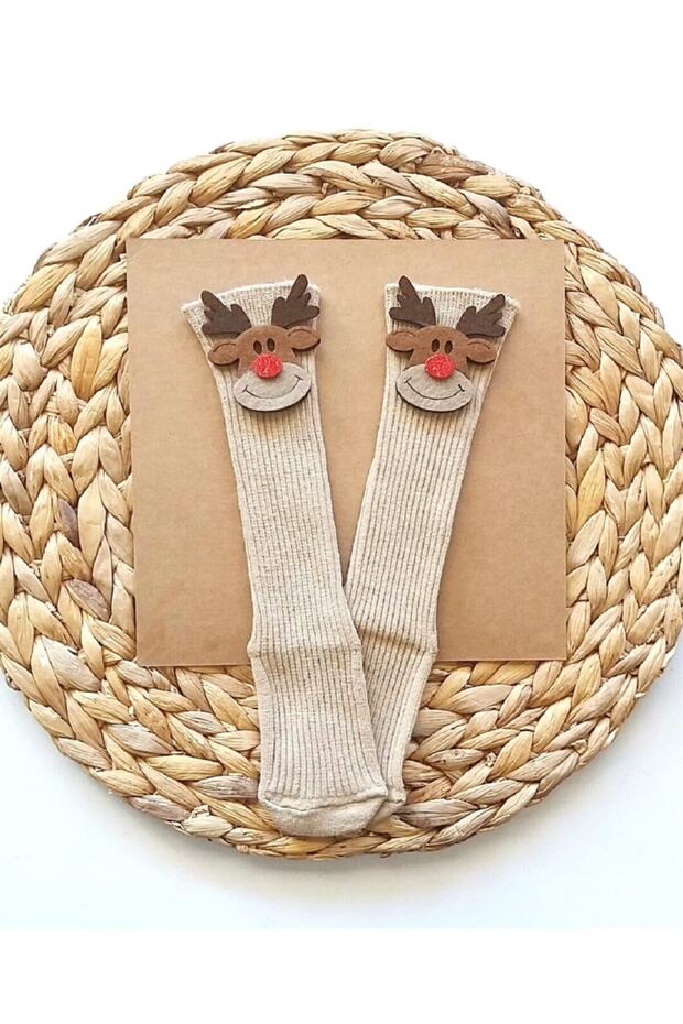 Baby Cute Deer Felted New Year's Stockings Below Knee New Year's Socks