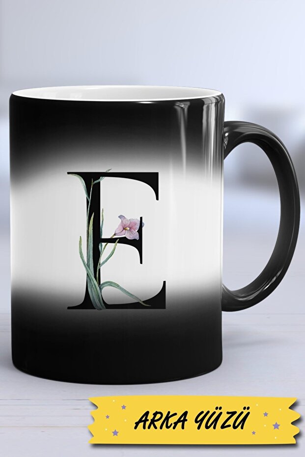 كوب سحري على شكل حرف E مزين بالزهور - 3