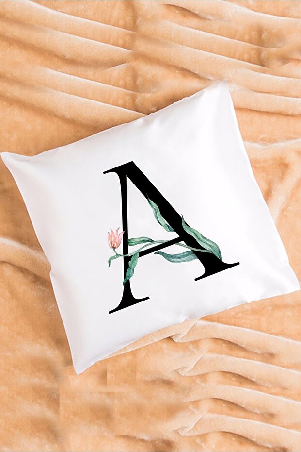 Floral Patterned Letter A Pillow