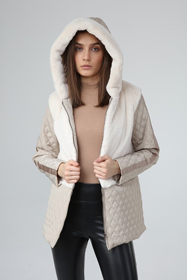 Peluş Kapitone Mont - 2