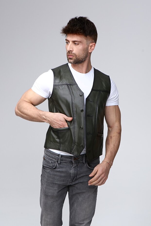 Hakiki Deri Yelek - 4