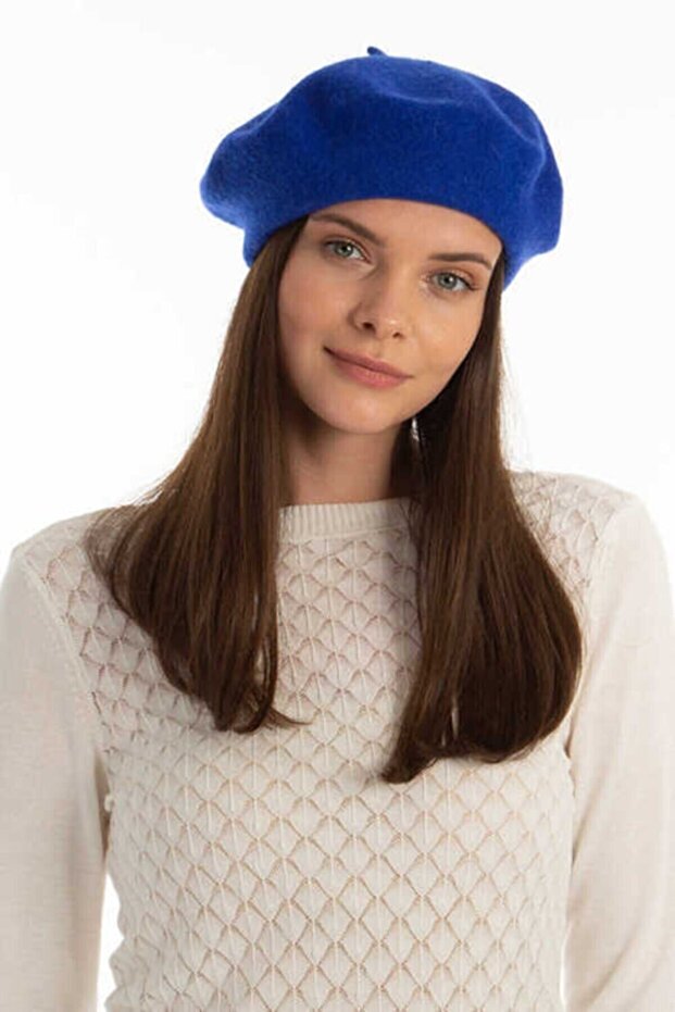 French Painter Felt Beret Saks Blue Color