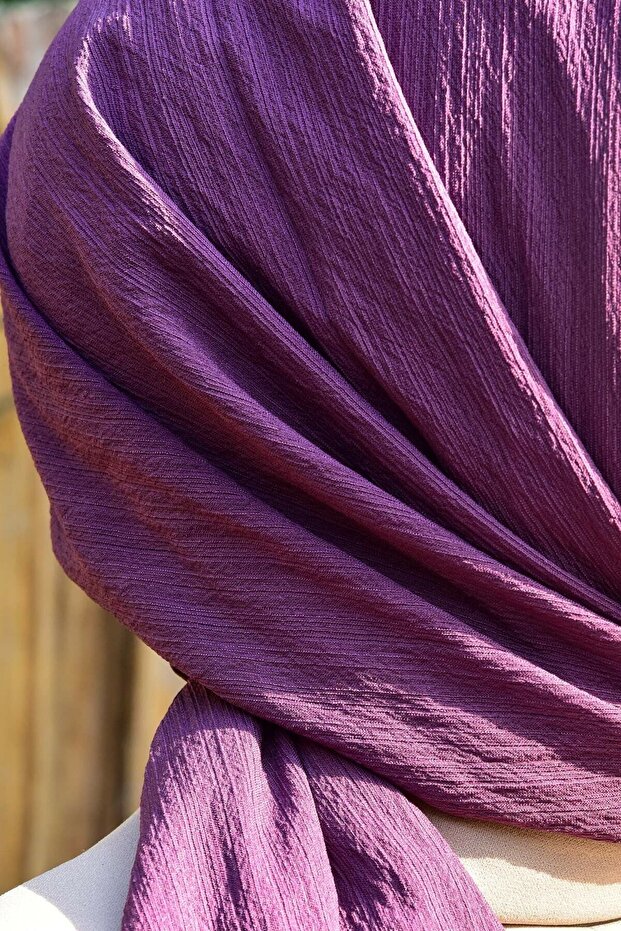 Krinkıl Kırışık Şal Mor - 4