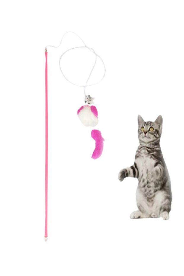 Cat's Fishing Rod with Bell and Furry Mouse, 50 cm